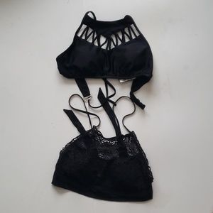 2 black medium bathing suit tops
